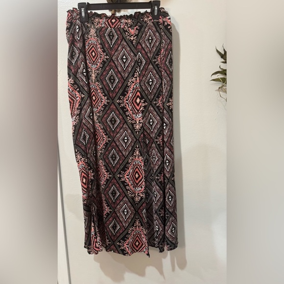 Maurices Maxi Floral Lace front Bilateral splits  Skirt elastic waist size Large - Picture 1 of 11